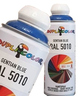 اسپری رنگ آبی جنتیانا RAL 5010 حجم 400 رنگ اکریلیک دوپلی کالر