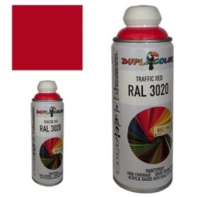 اسپری رنگ قرمز ترافیکی RAL 3020 حجم 400 رنگ اکریلیک دوپلی کالر